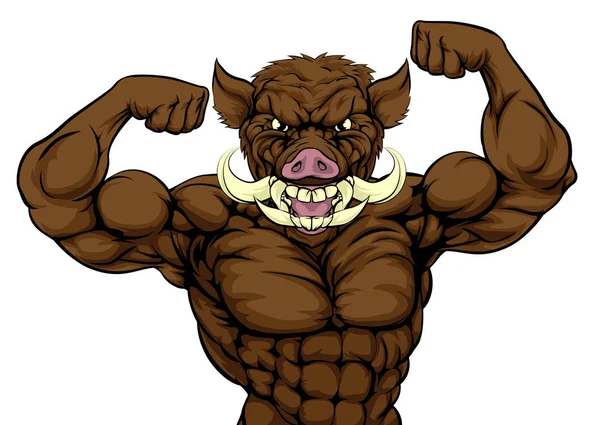 Mascote de porco de javali — Vetor de Stock