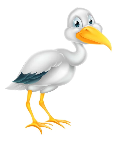 Cicogna uccello cartone animato — Vettoriale Stock
