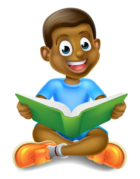 Cartoon Junge liest Buch — Stockvektor