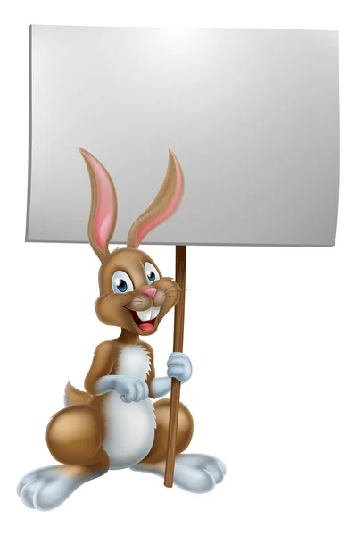 Easter Bunny Holding Sign — Stock Vector