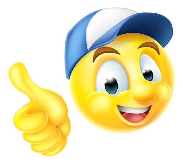 Emoji Emoticon Worker Giving Thumbs Up — Stock Vector