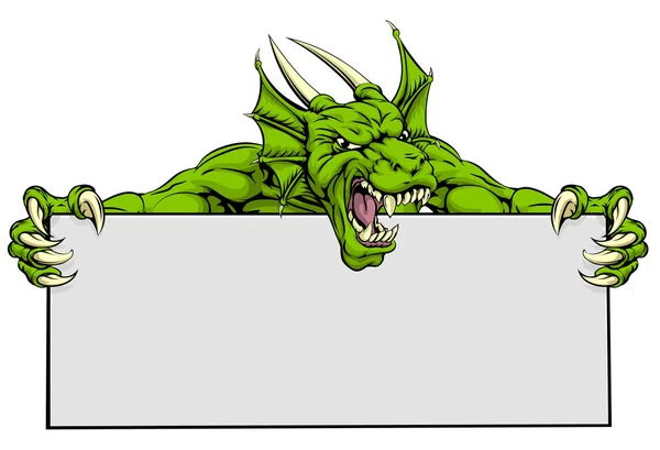 Dragon Sports Mascot Sign - Stok Vektor