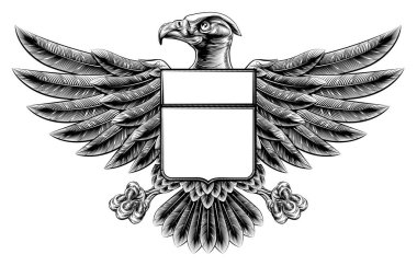 Woodcut Eagle Shield clipart