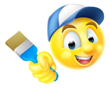 Painter Emoji Emoticon with Paintbrush clipart