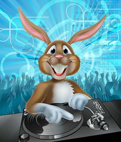 Zeichentrick-Osterparty Hase dj — Stockvektor