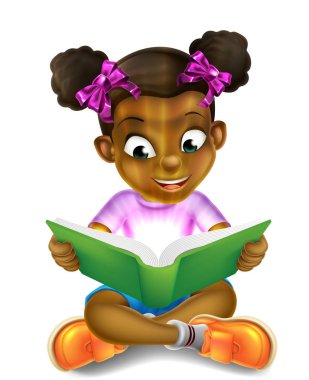 Kitap şaşırtıcı küçük kız okuma çizgi film