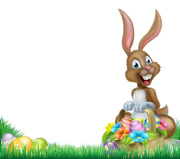 Cartoon Easter Bunny ei Basket — Stockvector