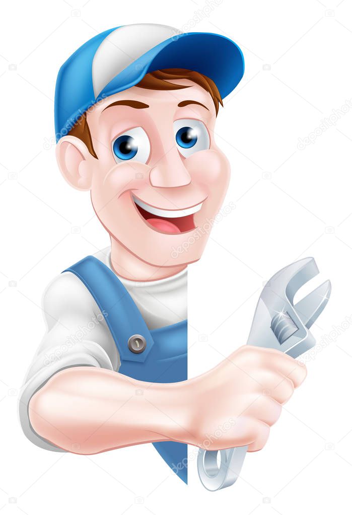Cartoon Mechanic Plumber Man