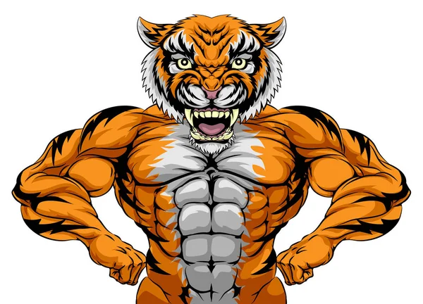 Сильні тигр талісман спортивний — стоковий вектор