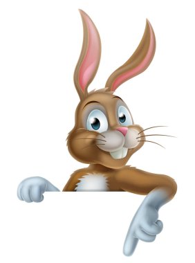 Easter Bunny Rabbit Pointing Down clipart