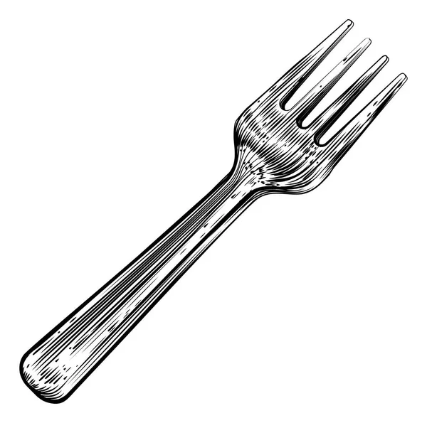 Houtsnede stijl vork — Stockvector