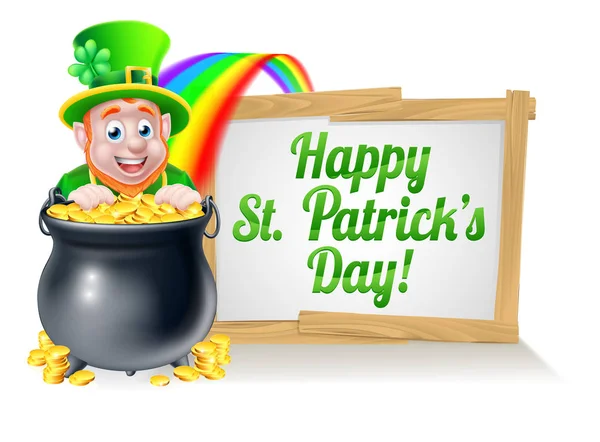 Joyeux St Patricks Day Leprechaun signe — Image vectorielle