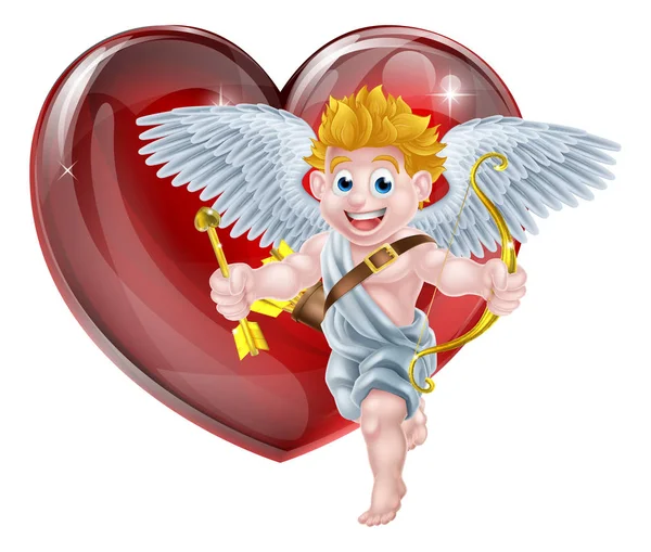 Valentines Cupid and Heart — Stock Vector