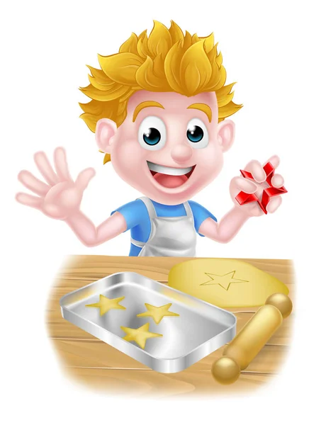 Cartoon Boy Baking — Stock Vector