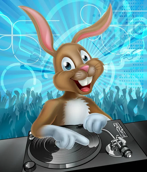 Fiesta de DJ de conejo de Pascua — Vector de stock