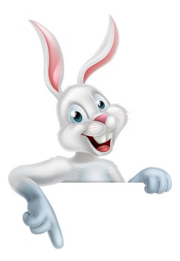 White Easter Bunny Rabbit Sign clipart