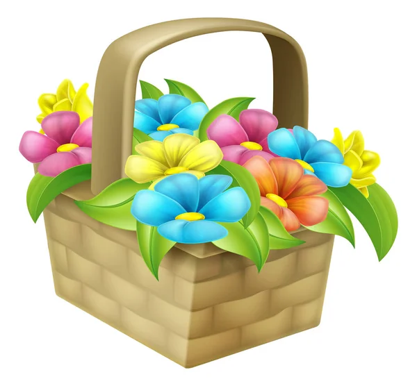 Cartoon Floral Basket — Stock Vector