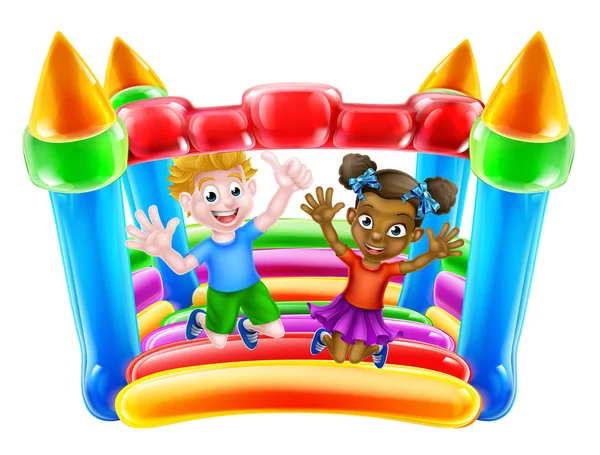 Children on Bouncy Castle — Stock Vector