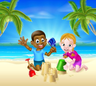 Karikatür Çocuk Bina Sandcastles