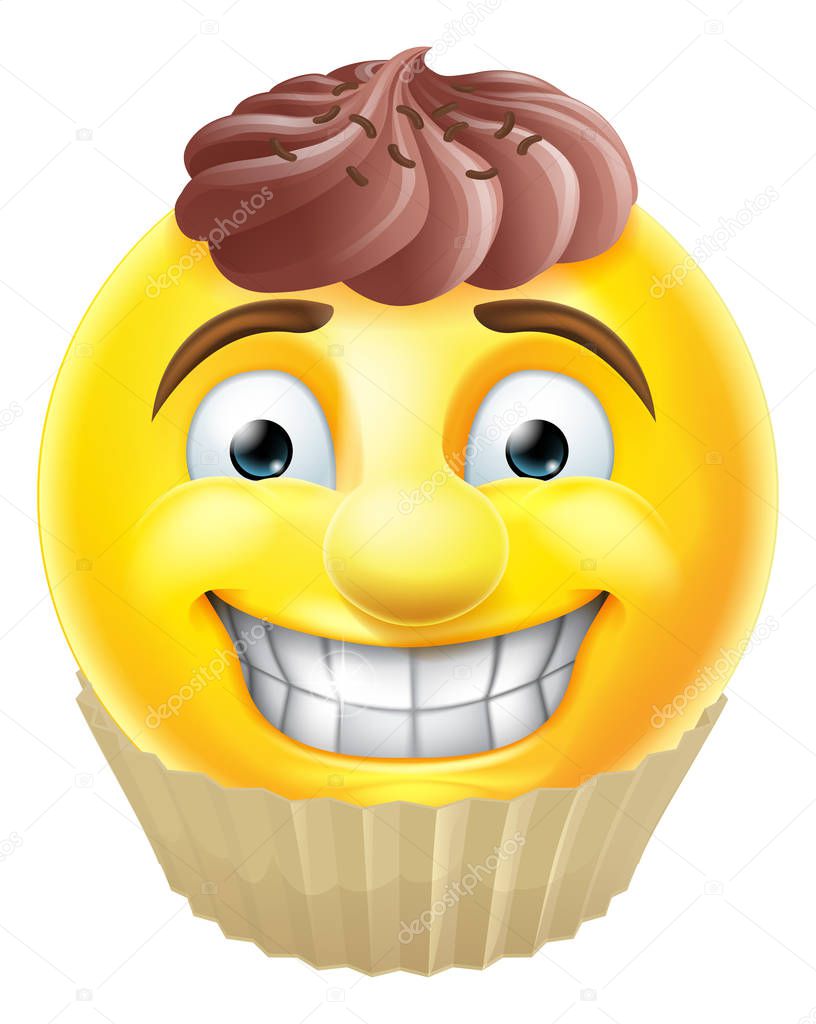 A cartoon chocolate cake emoji emoticon smiley face character