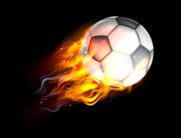 Pallone da calcio sul fuoco — Vettoriale Stock