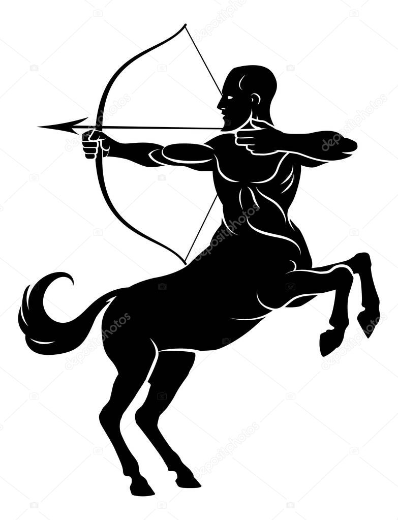 Centaur concept of mythical centaur archer horse man character with a bow and arrow