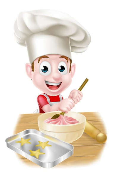 Маленький мальчик-пекарь — стоковый вектор