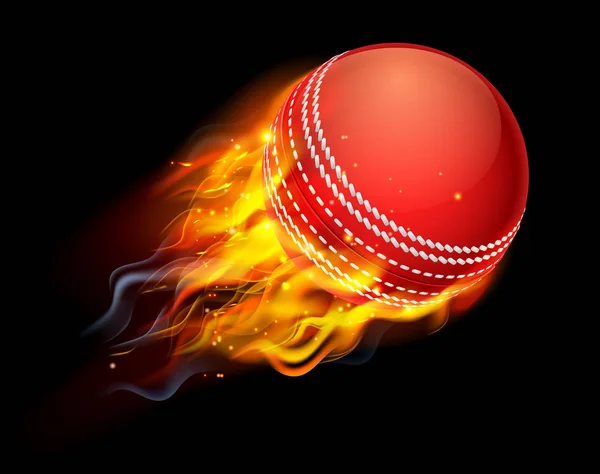 Μπάλα του κρίκετ στην πυρκαγιά — Διανυσματικό Αρχείο