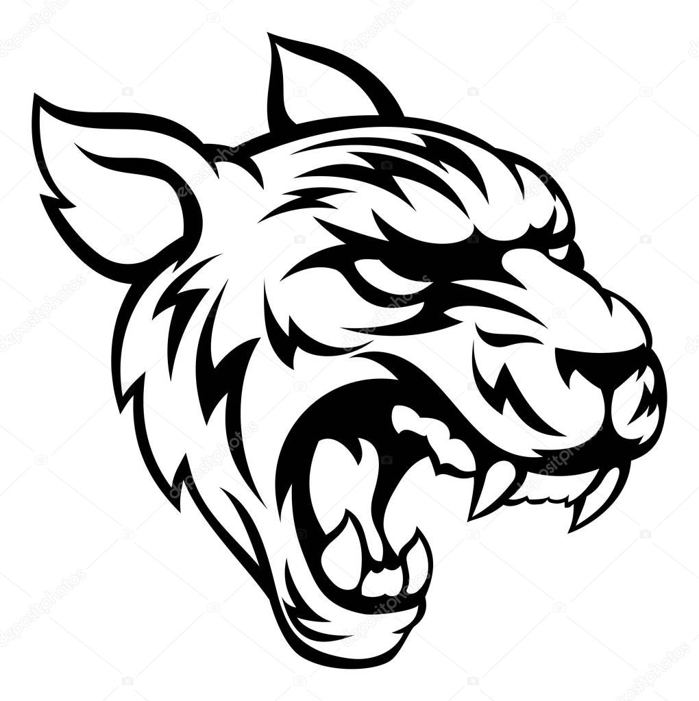 An illustration of a tiger animal mean sports mascot head