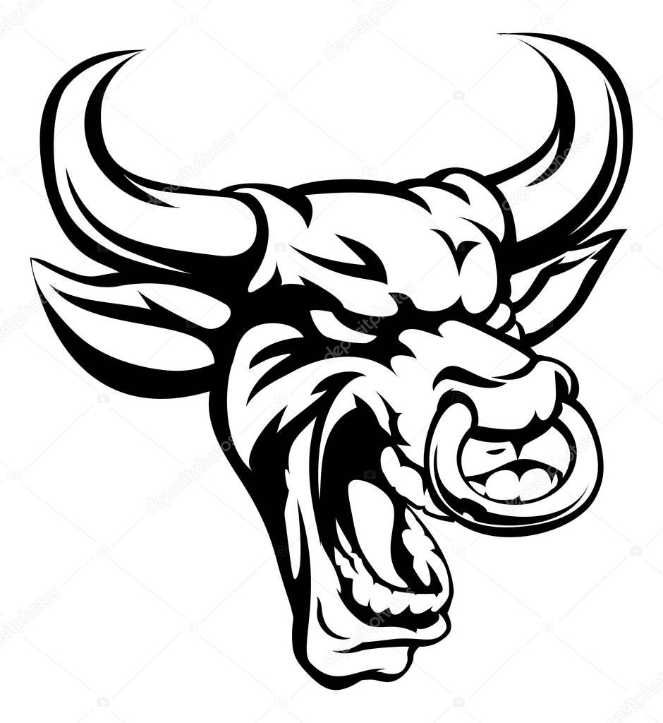 An illustration of a bull animal mean sports mascot head
