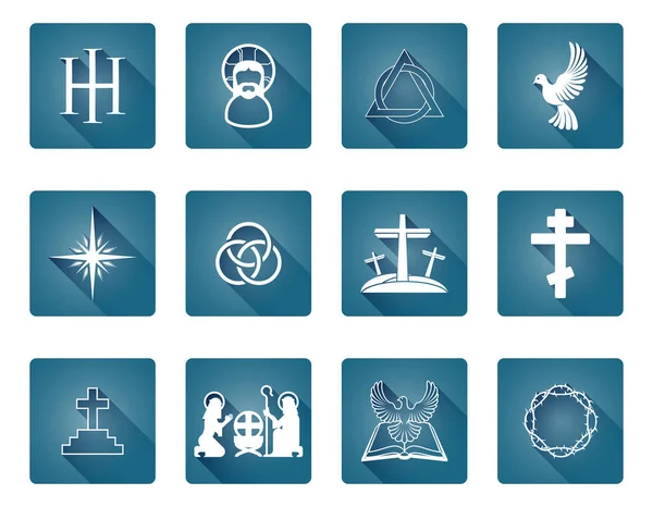 Set of Christian Icons — Stock Vector