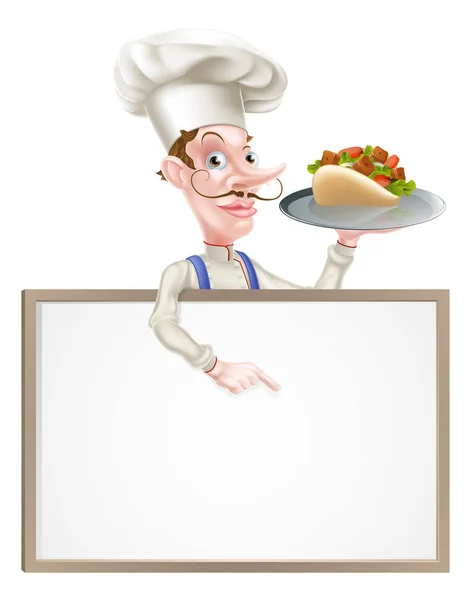 Sinal do Chef Kebab dos desenhos animados —  Vetores de Stock