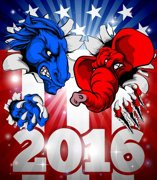 American Politics Fight 2016 Concept — Stock Vector