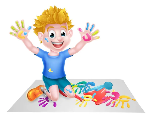 Cartoon jongen schilderij — Stockvector