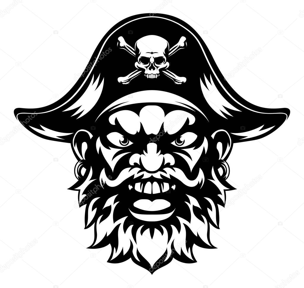 A cartoon pirate sports mascot