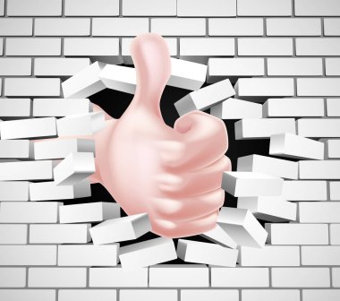 Thumbs Up Hand Breaking Wall