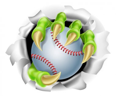 Claw with Baseball Ball Breaking out Of Background clipart