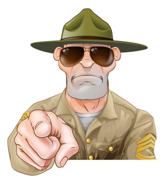 Angry Pointing Drill Sergeant clipart