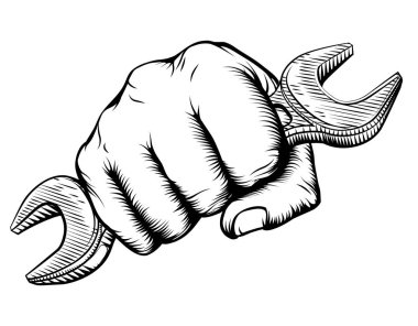 Woodcut Fist el tutucu anahtar anahtarı