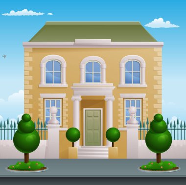 Georgian Victorian House Building clipart