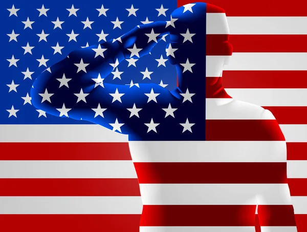 Dzień Weteranów amerykańska flaga żołnierz Saluting — Wektor stockowy