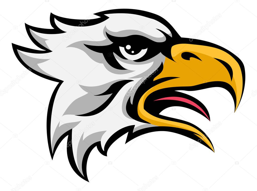 An illustration of a eagle animal mean sports mascot head