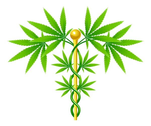 Planta de marihuana medicinal Caduceus — Archivo Imágenes Vectoriales