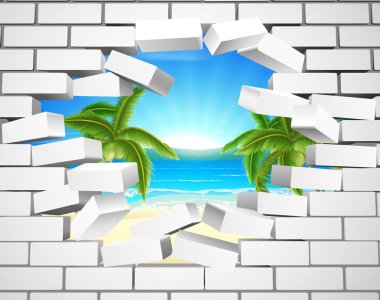 Duvar aracılığıyla Tropikal plaj