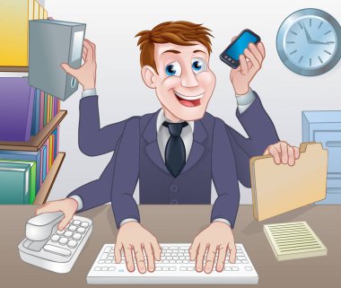 Multitasking İş Adamı Karikatür