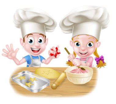 Karikatür Chef Çocuk Pişirme