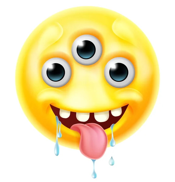 Emoticono de Emoji extraterrestre o monstruo — Vector de stock