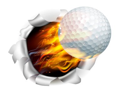 Alevli Golf Topu Arka Planda Bir Delik Yırtma