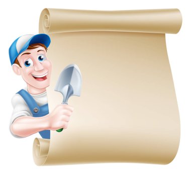 Karikatür Bahçıvan Mala Kaydırma