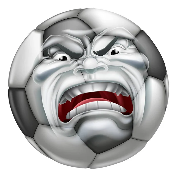 Arrabbiato calcio palla sport cartoon mascotte — Vettoriale Stock